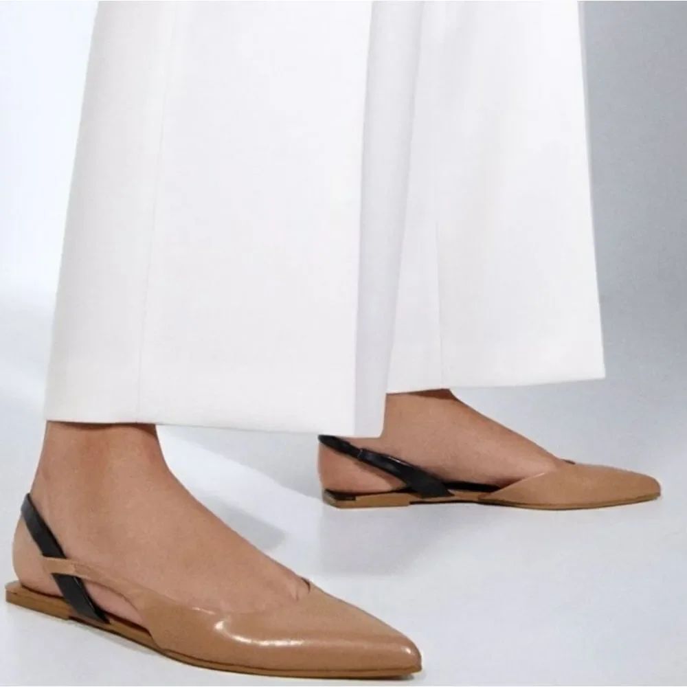 BRAND NEW ZARA SLINGBACK POINTED TOE MULE SANDAL